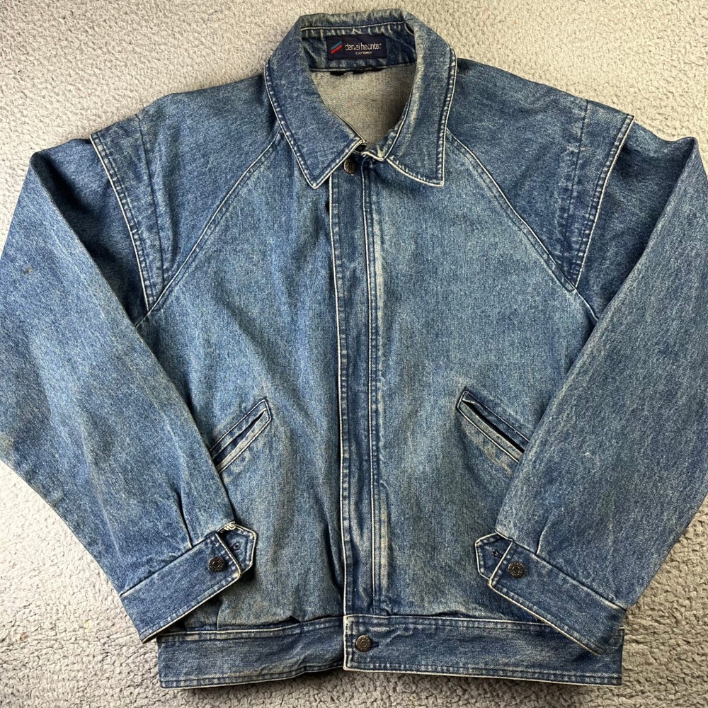 Vintage Daniel Hechter Denim Jacket Mens Medium Blue Full Zip Sportswear Coat